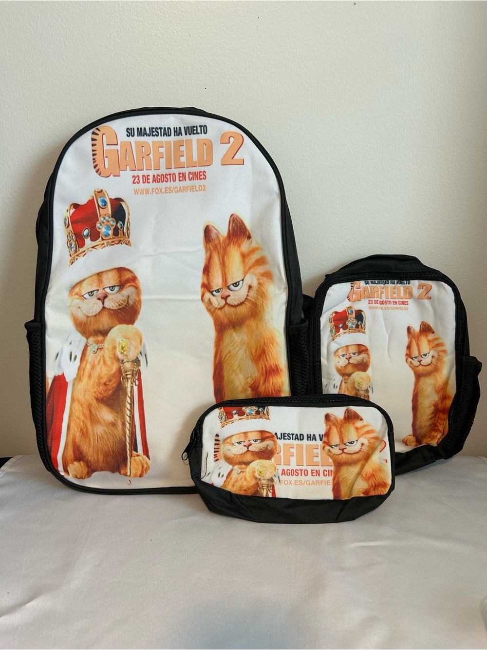 Garfield 2 Kids Backpack Set - White and Black
